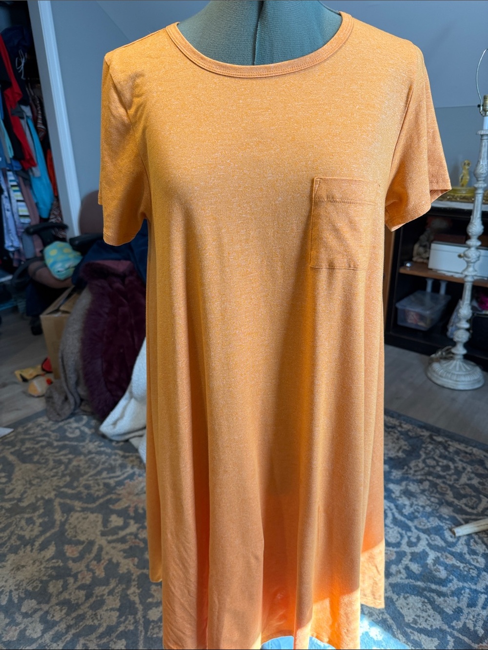 LuLaRoe Carly Orange High-Low Pocket Dress
